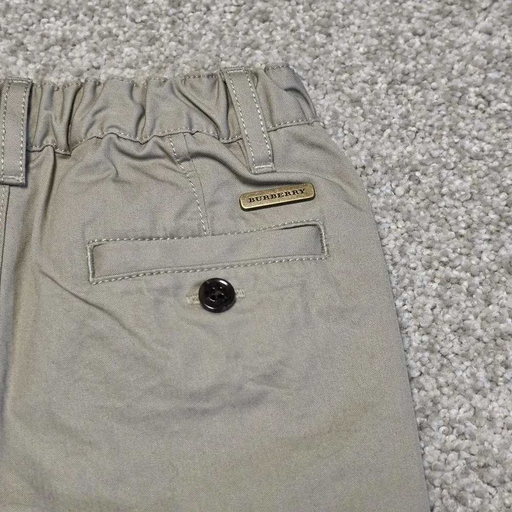Burberry Infant Boys 6M Navy Polo Shirt Taupe Nova Check Cuff Pants 2pc Set NWT